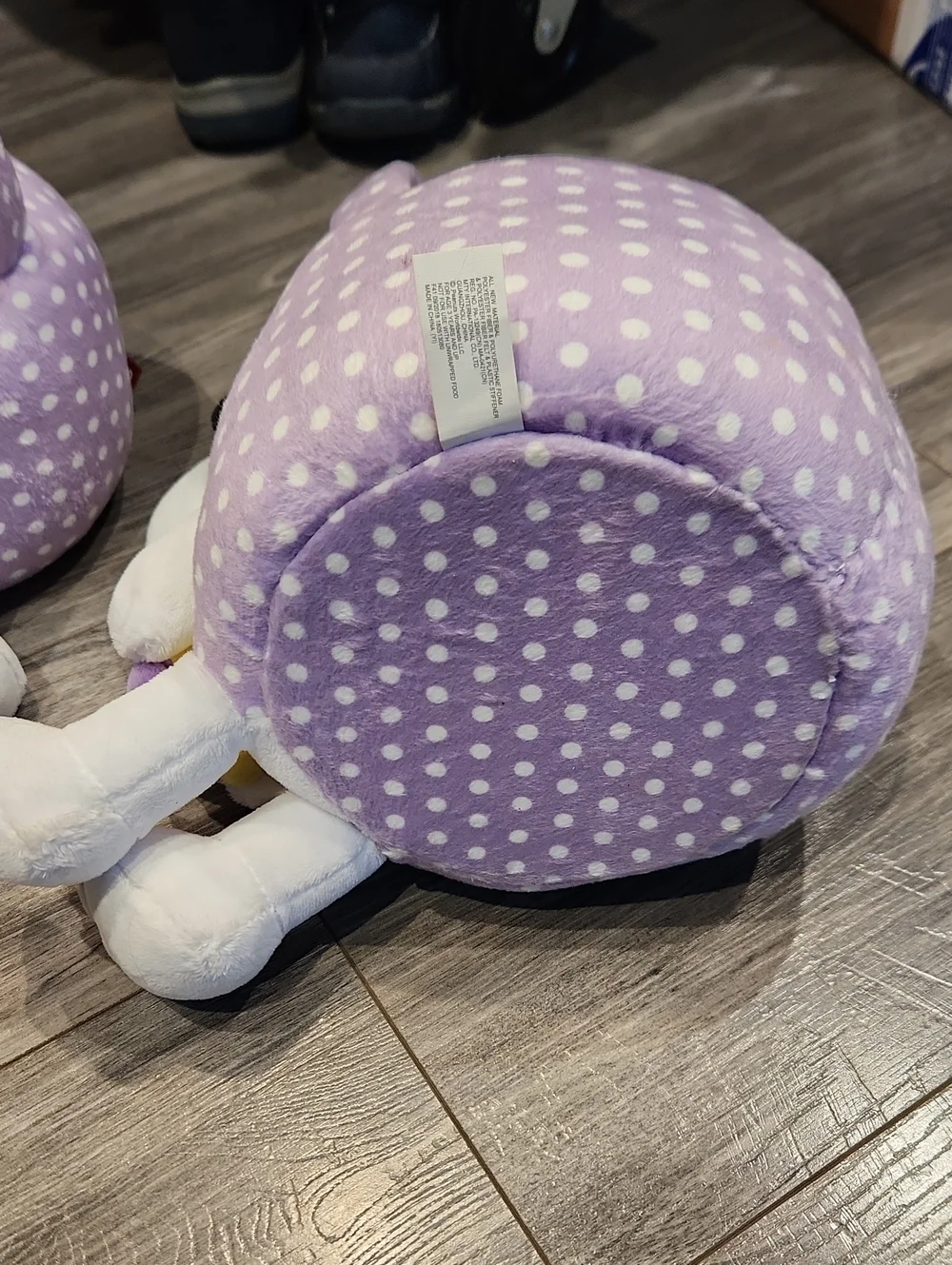 EUC PEANUTS Snoopy Bunny Ears & Little Chick w/purple & White Polka-a-dot Basket